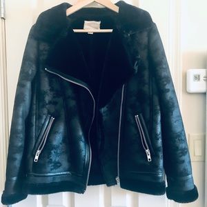 Faux fur and suede leather jacket